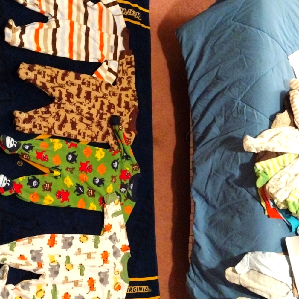 Four Carter's boys fleece sleepers size 6 months